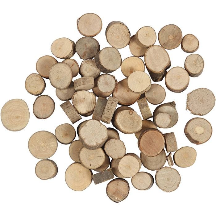 Disco de madera, dia 10-15 mm, 25 gr/ 1 paquete