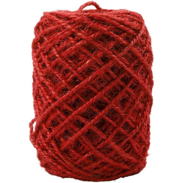 Cáñamo natural, grosor 1-2 mm, rojo, 150 m/ 1 rollo