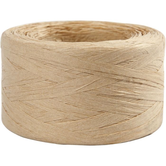 Hilo de Rafia de Papel, A: 7-8 mm, arena, 100 m/ 1 rollo