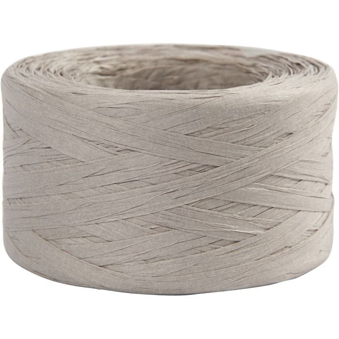Hilo de Rafia de Papel, A: 7-8 mm, gris claro, 100 m/ 1 rollo