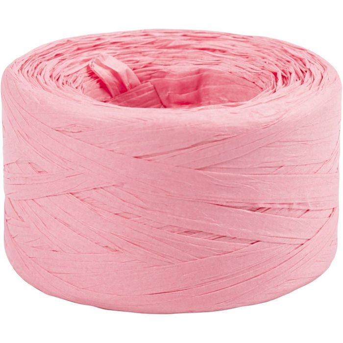 Hilo de Rafia de Papel, A: 7-8 mm, rosa claro, 100 m/ 1 rollo