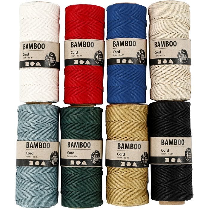 Cuerda de yute, 1 mm, surtido de colores, 8x65m/ 1 set