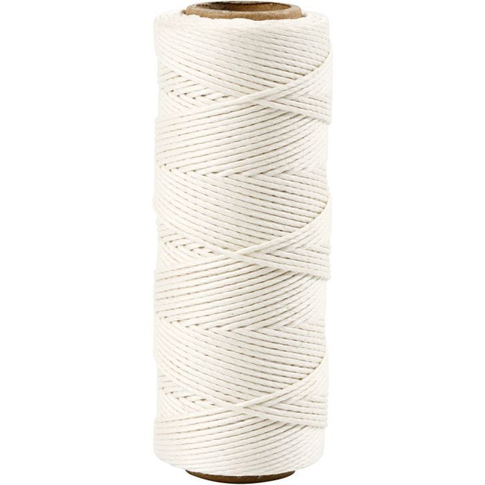 Cuerda de yute, grosor 1 mm, blanco, 65 m/ 1 rollo