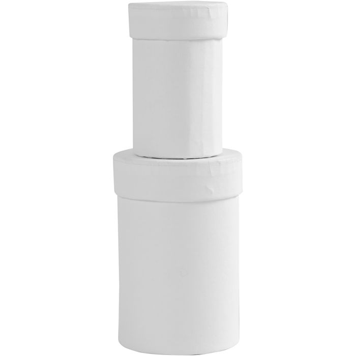 Cajas redondas, A: 7+9 cm, medidas 4,5+6 cm, blanco, 2 ud/ 1 set