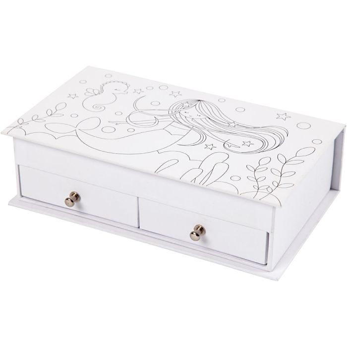 Joyero, 5 cm, 18x10,5 cm, blanco, 1 ud
