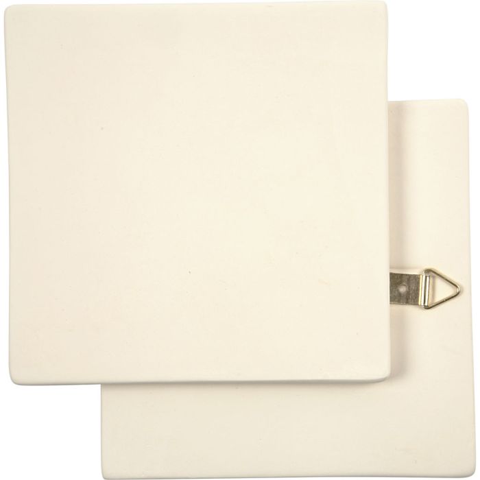 Placa de terracota, medidas 13x13 cm, grosor 7 mm, blanco, 1 ud
