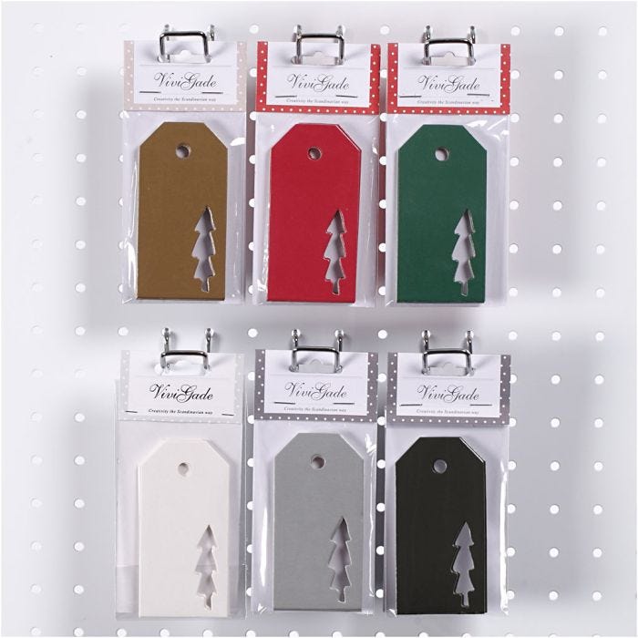 Tarjetas de regalo, árbol de navidad, medidas 5x10 cm, 300 gr, 6x10 paquete/ 1 paquete