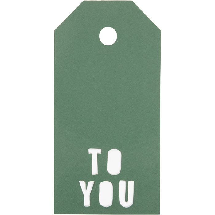 Eiquetas regalo, TO YOU, medidas 5x10 cm, 300 gr, verde, 15 ud/ 1 paquete