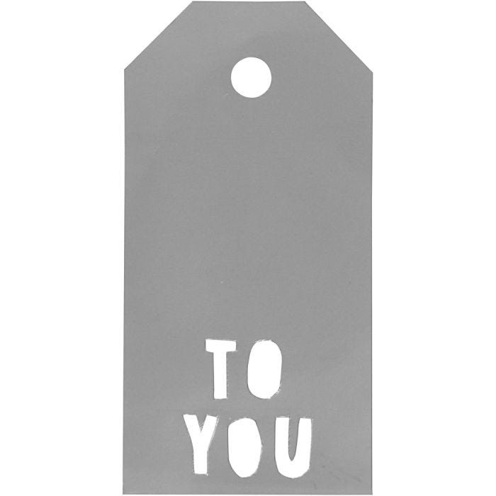 Eiquetas regalo, TO YOU, medidas 5x10 cm, 300 gr, plata, 15 ud/ 1 paquete