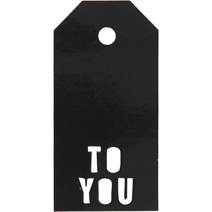 Eiquetas regalo, TO YOU, medidas 5x10 cm, 300 gr, negro, 15 ud/ 1 paquete