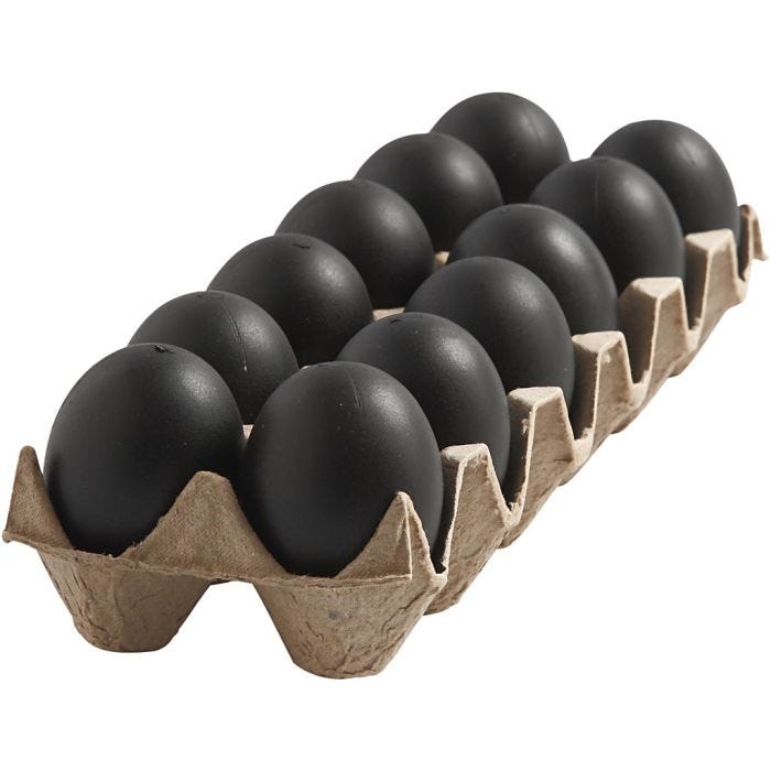 Huevos, A: 6 cm, negro, 12 ud/ 1 paquete
