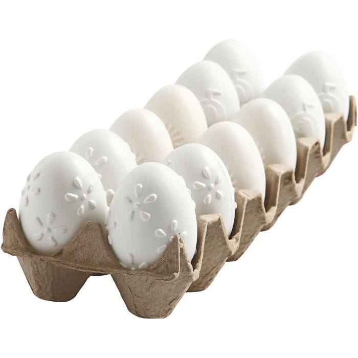 Huevos, patrón, A: 6 cm, blanco, 12 ud/ 1 paquete