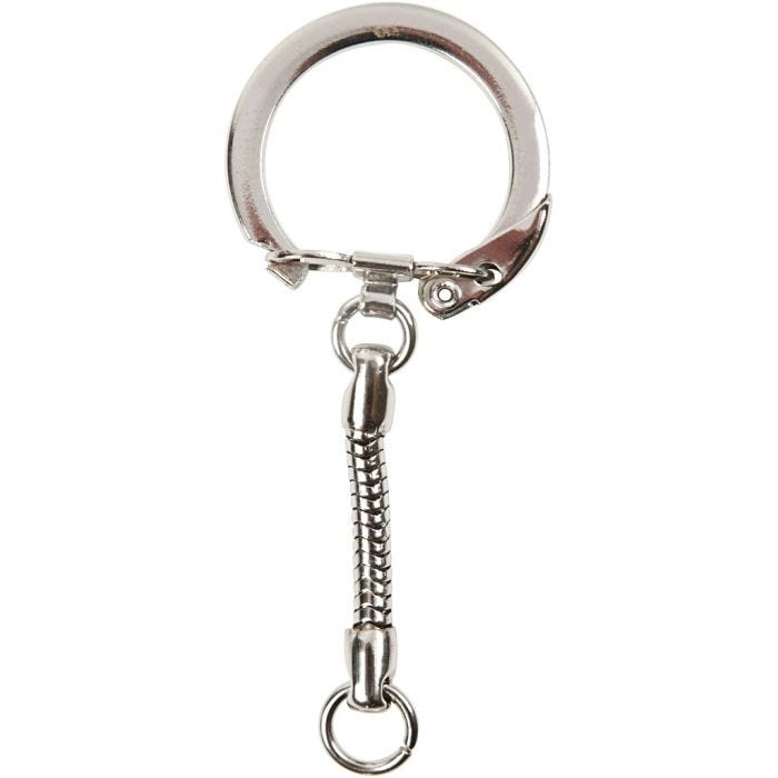 Llavero con cadena, L. 6 cm, dia 2,3 cm, 5 ud/ 1 paquete