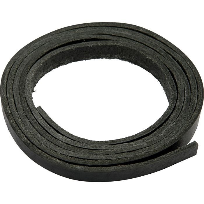 Correa de piel, A: 10 mm, grosor 3 mm, negro, 2 m/ 1 paquete