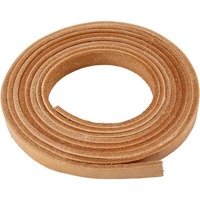 Correa de piel, A: 10 mm, grosor 3 mm, natural, 2 m/ 1 paquete