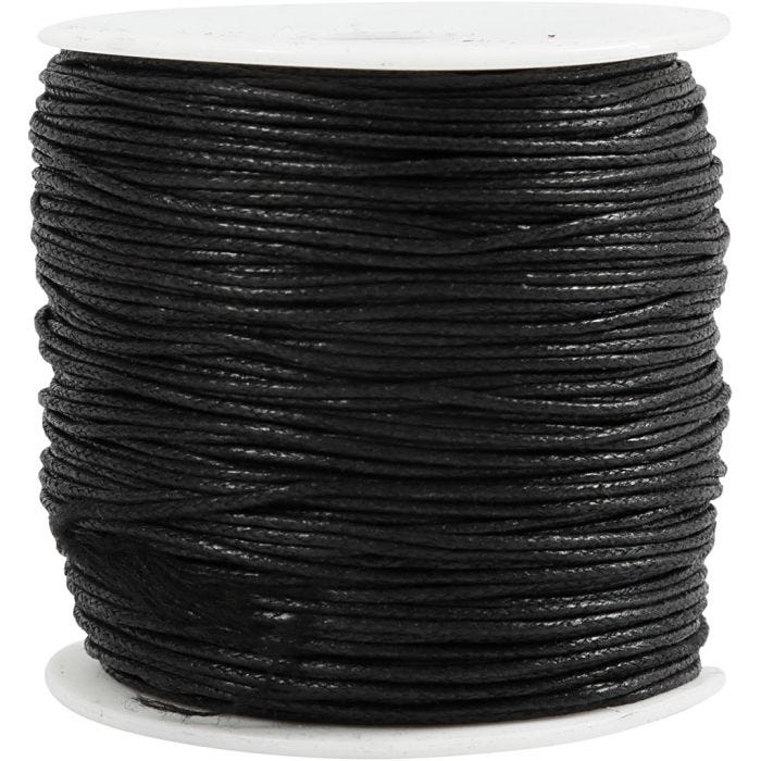 Cuerda de algodón, grosor 1 mm, negro, 100 m/ 1 paquete