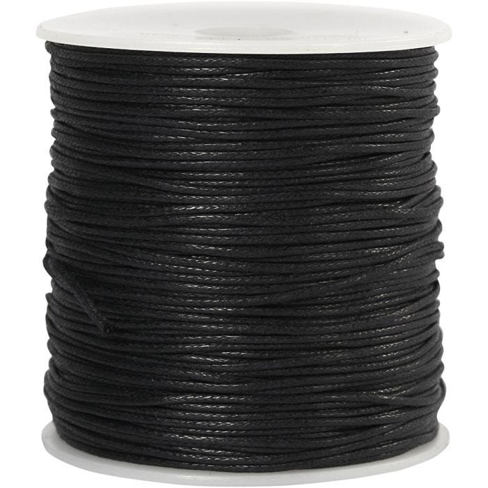 Cuerda de algodón, grosor 1 mm, negro, 100 m/ 1 paquete