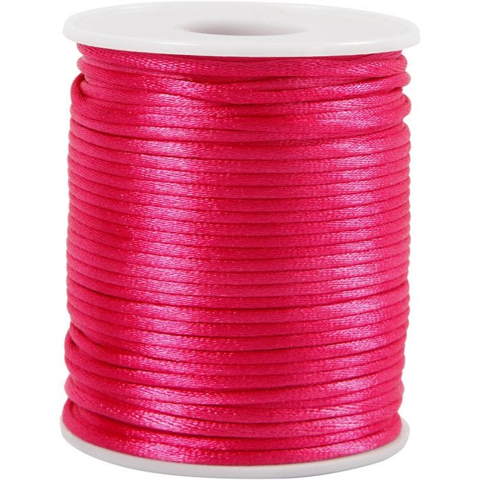 Cuerda satinada, grosor 2 mm, rosa, 50 m/ 1 rollo
