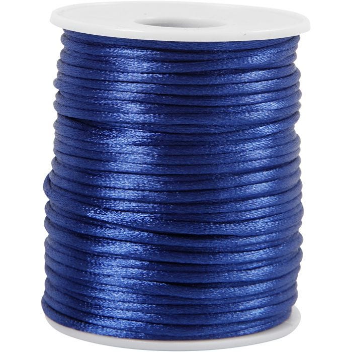 Cuerda satinada, grosor 2 mm, azul oscuro, 50 m/ 1 rollo