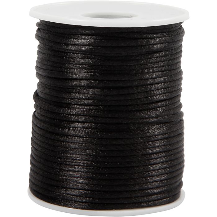 Cuerda satinada, grosor 2 mm, negro, 50 m/ 1 rollo