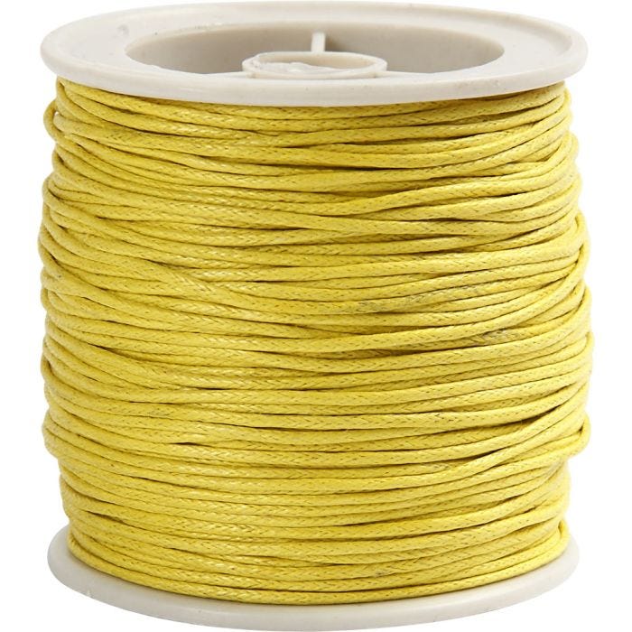 Cordón de algodón, grosor 1 mm, amarillo, 40 m/ 1 rollo