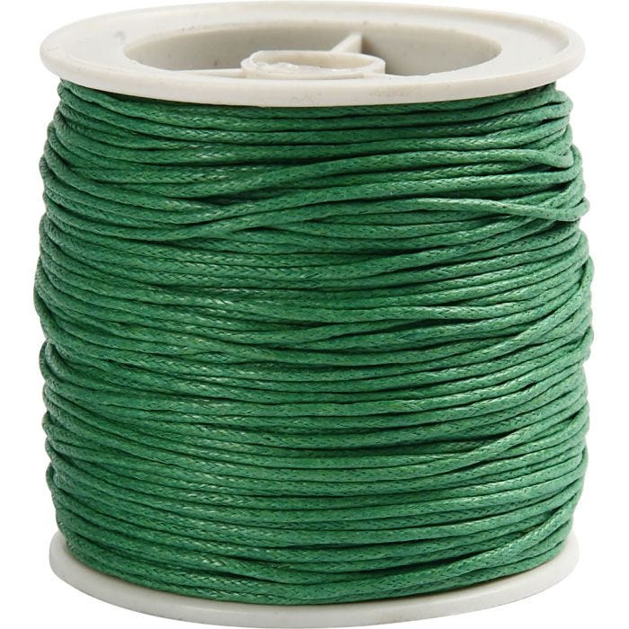 Cordón de algodón, grosor 1 mm, verde, 40 m/ 1 rollo