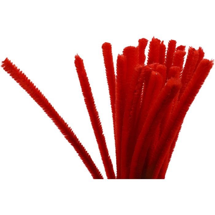 Chenilla, L. 30 cm, grosor 9 mm, rojo, 25 ud/ 1 paquete