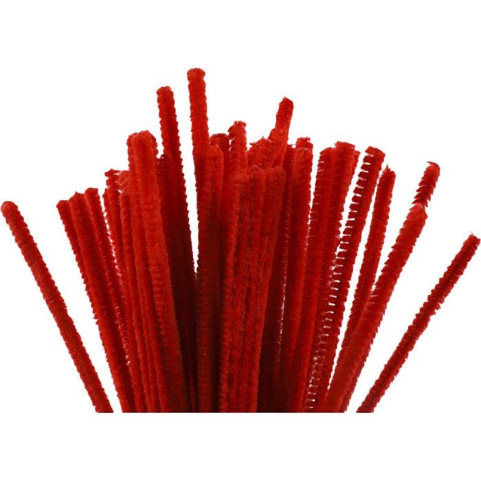 Chenilla, L. 30 cm, grosor 6 mm, rojo, 50 ud/ 1 paquete