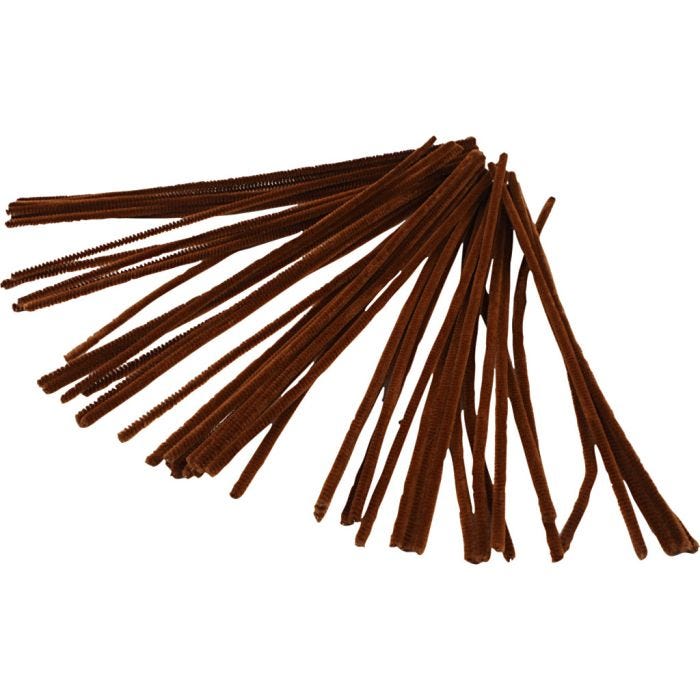 Chenilla, L. 30 cm, grosor 6 mm, marrón, 50 ud/ 1 paquete