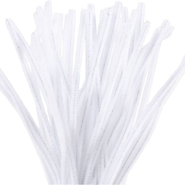 Chenilla, L. 30 cm, grosor 6 mm, blanco, 50 ud/ 1 paquete