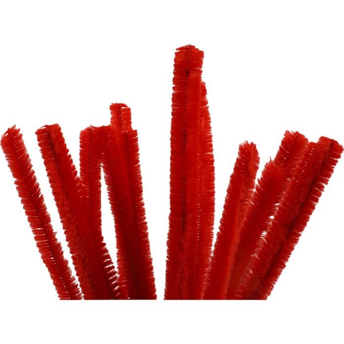 Chenilla, L. 30 cm, grosor 15 mm, rojo, 15 ud/ 1 paquete