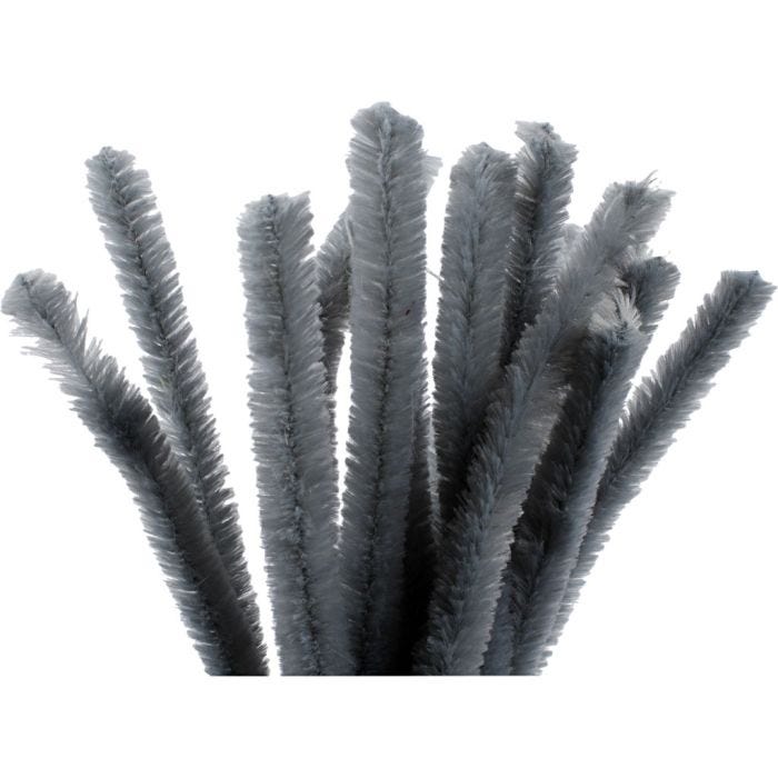 Chenilla, L. 30 cm, grosor 15 mm, gris, 15 ud/ 1 paquete