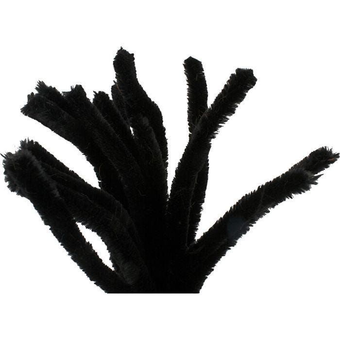 Chenilla, L. 30 cm, grosor 15 mm, negro, 15 ud/ 1 paquete