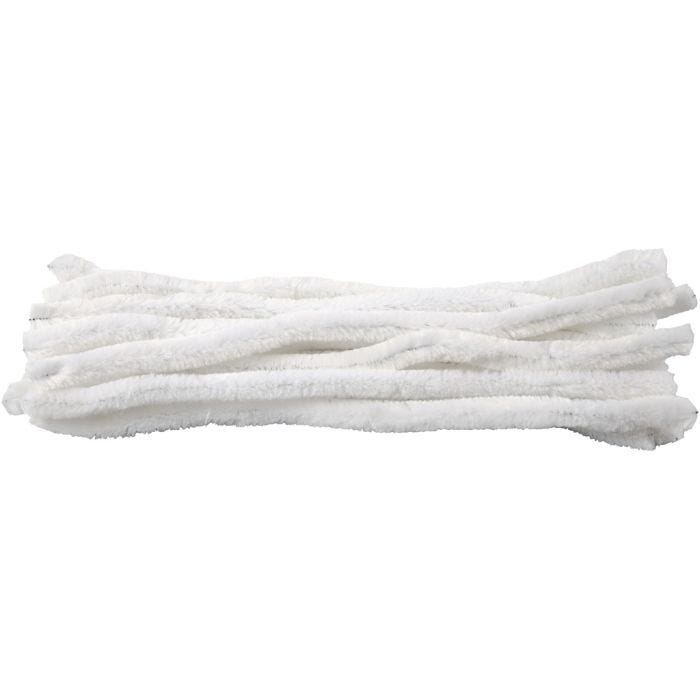 Chenilla, L. 30 cm, grosor 15 mm, blanco, 15 ud/ 1 paquete