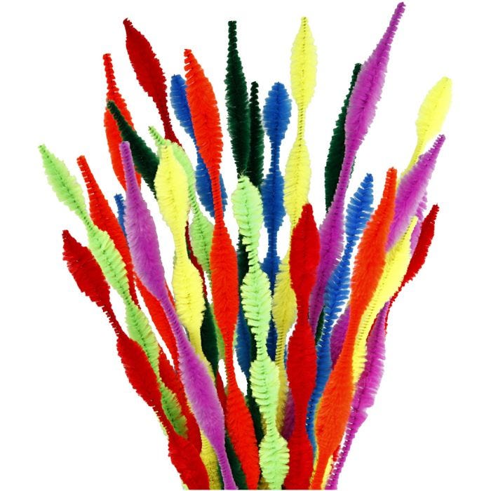 Chenilla, ondulados, L. 30 cm, grosor 5-12 mm, surtido de colores, 28 stdas/ 1 paquete