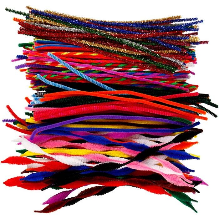 Chenilla, L. 30,5 cm, grosor 4-6 mm, surtido de colores, 250 stdas/ 1 paquete