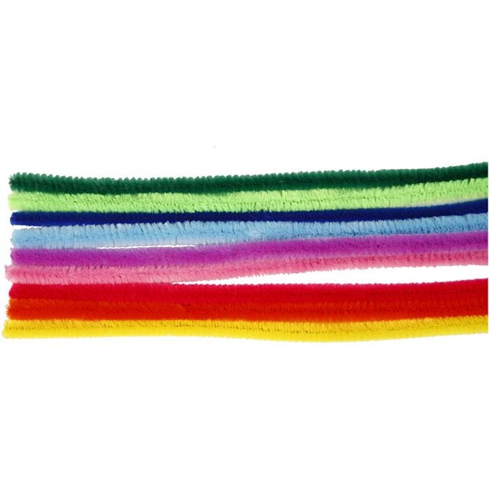 Chenilla, L. 30 cm, grosor 9 mm, surtido de colores, 25 stdas/ 1 paquete