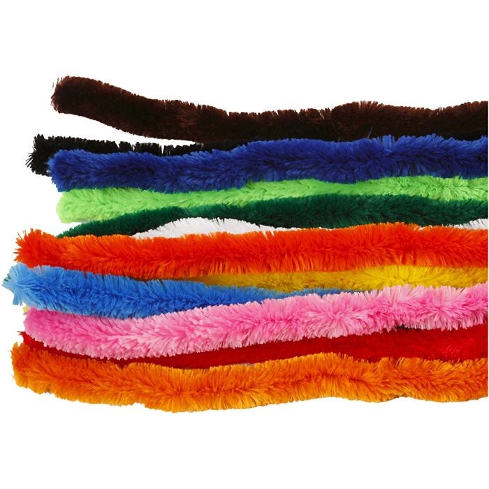 Chenilla, grandes, L. 45 cm, grosor 25 mm, surtido de colores, 60 stdas/ 1 paquete