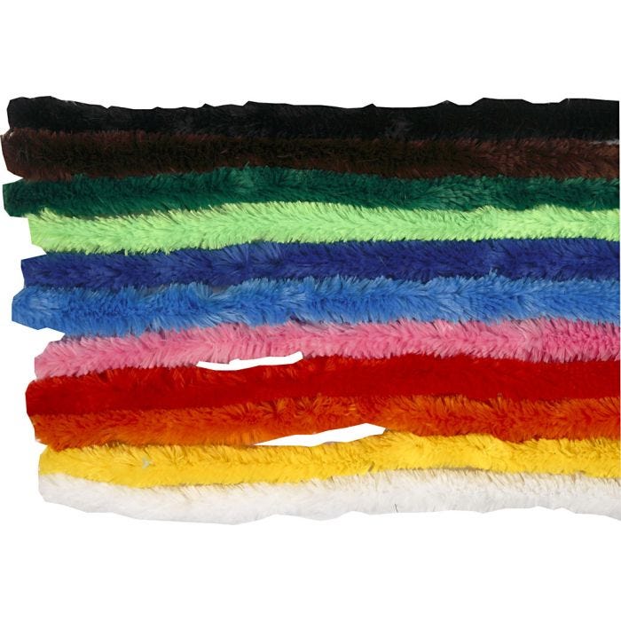 Chenilla, L. 30 cm, grosor 15 mm, surtido de colores, 200 stdas/ 1 paquete