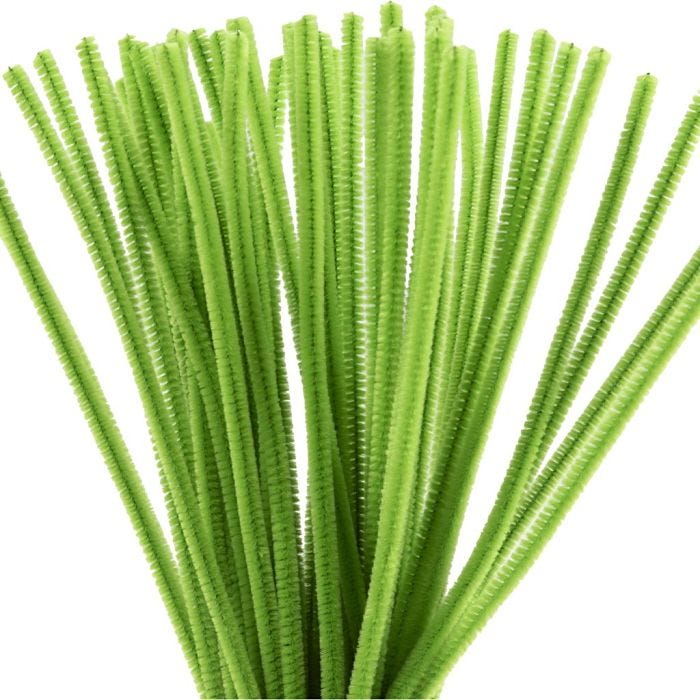 Chenilla, L. 30 cm, grosor 6 mm, verde lima, 50 ud/ 1 paquete