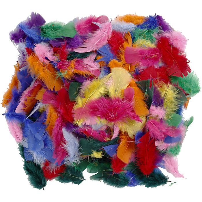 Plumón, medidas 7-8 cm, surtido de colores, 50 gr/ 1 paquete