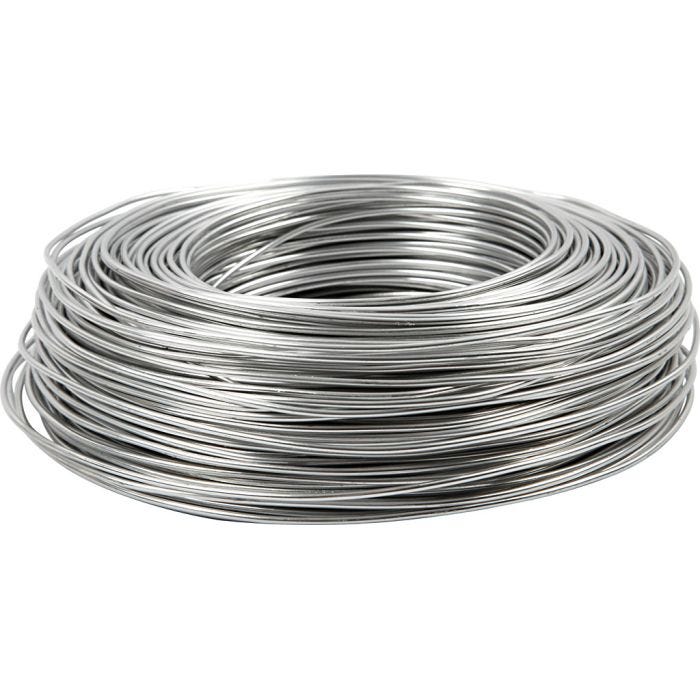 Alambre de aluminio, redondo, grosor 2 mm, plata, 100 m/ 1 rollo