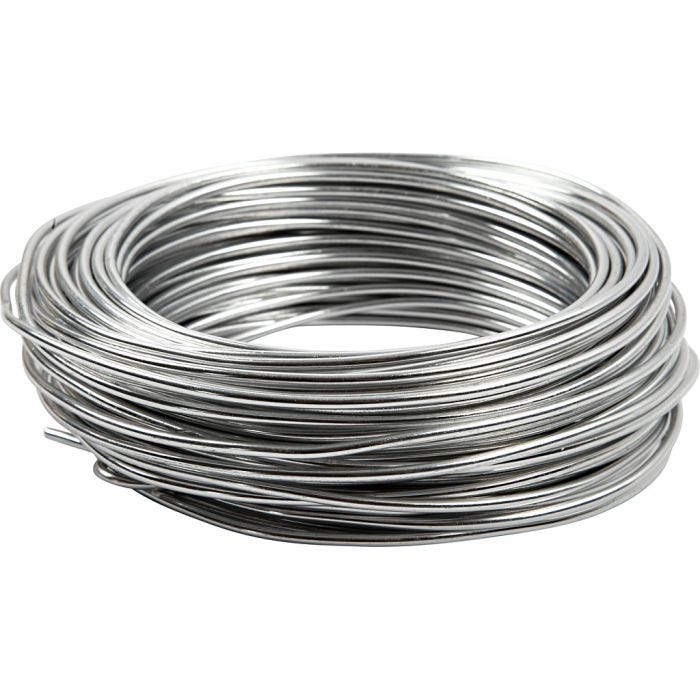 Alambre de aluminio, redondo, grosor 3 mm, plata, 29 m/ 1 rollo