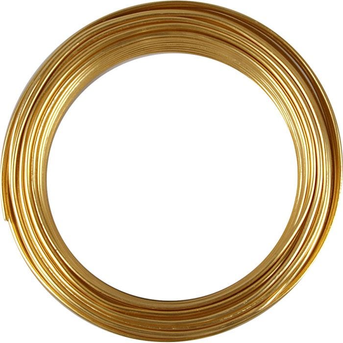 Alambre de aluminio, redondo, grosor 3 mm, dorado, 29 m/ 1 rollo
