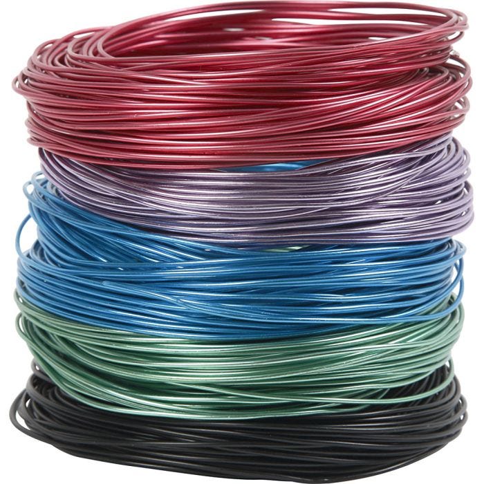 Alambre de aluminio, grosor 1,5 mm, surtido de colores, 5x20 m/ 1 paquete