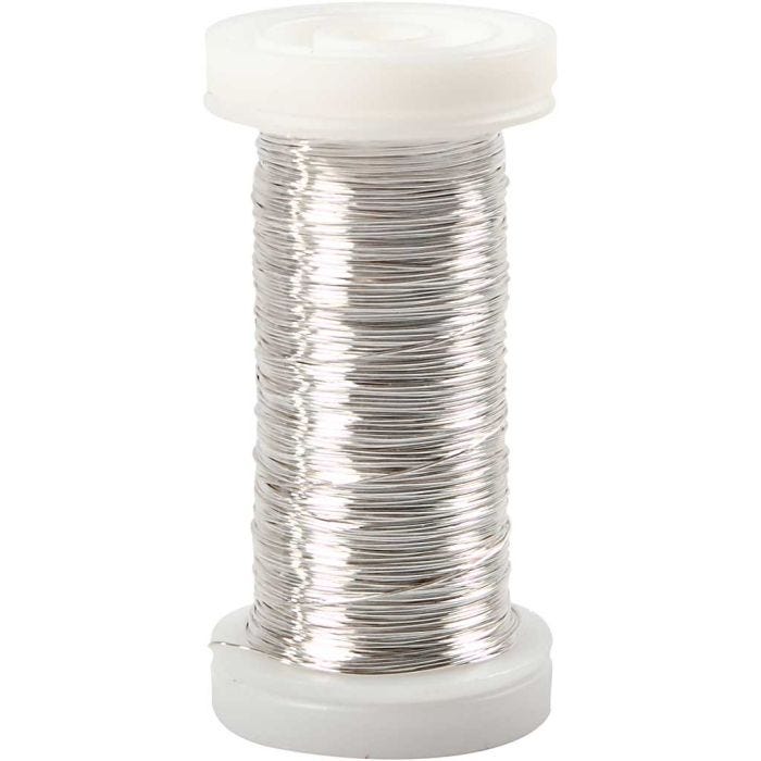 Alambre de plata, grosor 0,3 mm, plateado, 50 gr, 100 m/ 1 rollo