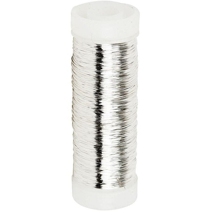 Alambre de plata, grosor 0,2 mm, plateado, 50 gr, 110 m/ 1 rollo