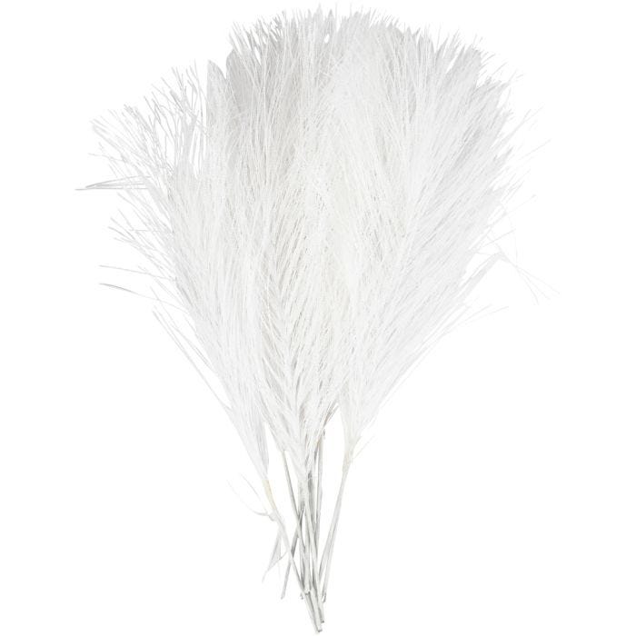 Plumas artificiales, L. 15 cm, A: 8 cm, blanco, 10 ud/ 1 paquete