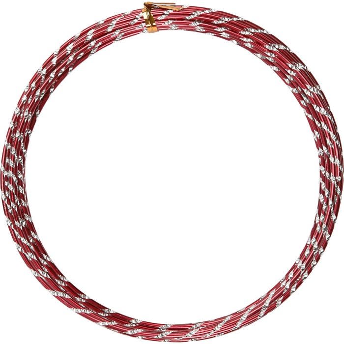 Alambre de aluminio, Corte de diamante, grosor 2 mm, rojo, 7 m/ 1 rollo