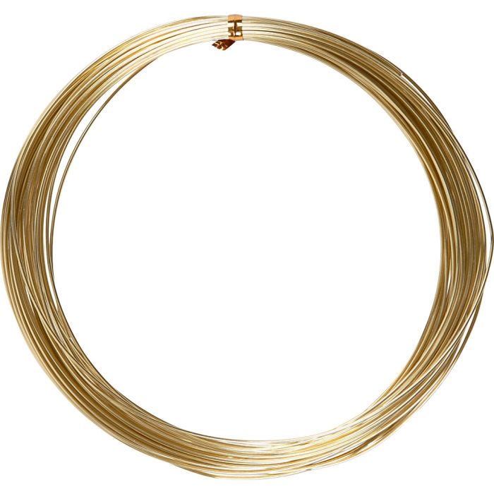 Alambre de aluminio, redondo, grosor 1 mm, dorado, 16 m/ 1 rollo